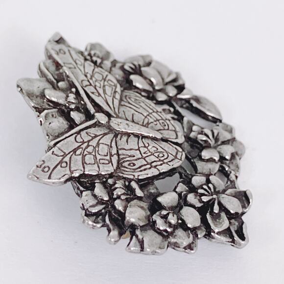 Vintage 1998 Birds & Blooms Pewter Butterfly Flower Brooch Limited Edition - Picture 6 of 9